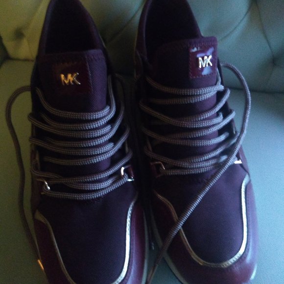 Michael Kors Liv Trainer Wedge Platform Sneakers Oxblood Size 8 - Picture 10 of 14